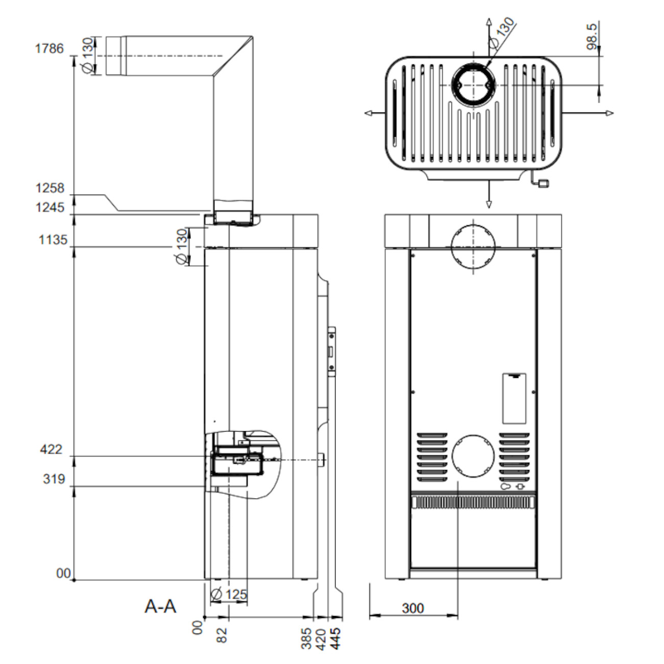 Sina Kaminofen 6kW RLU Gussgrau