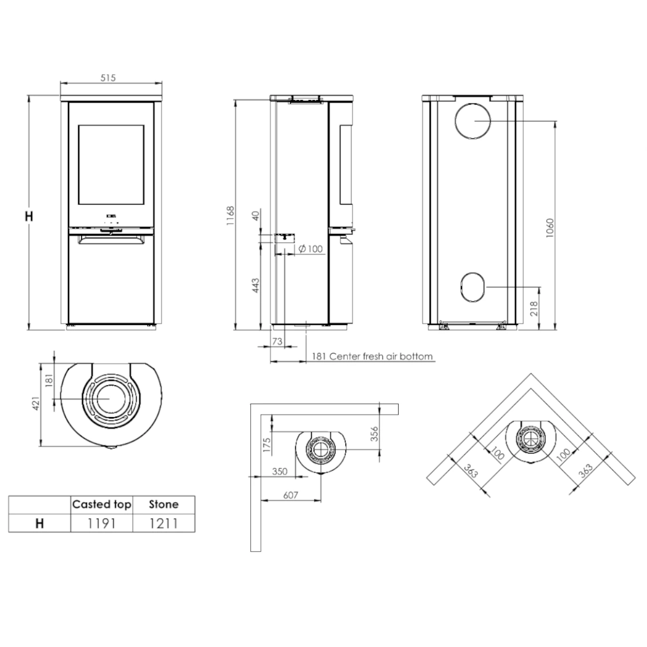 Heta Scan-Line 900 Guss-Kaminofen 7kW RLU