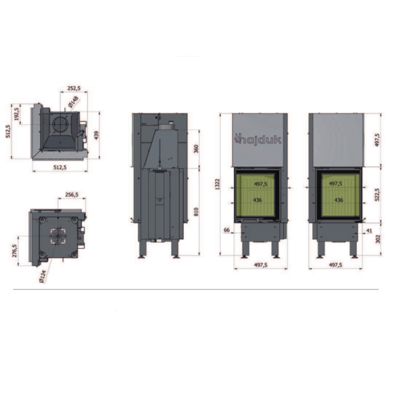 Kaminbausatz Imperial Smart 2LTH-S 7kW Eckkamin Links Hebetür