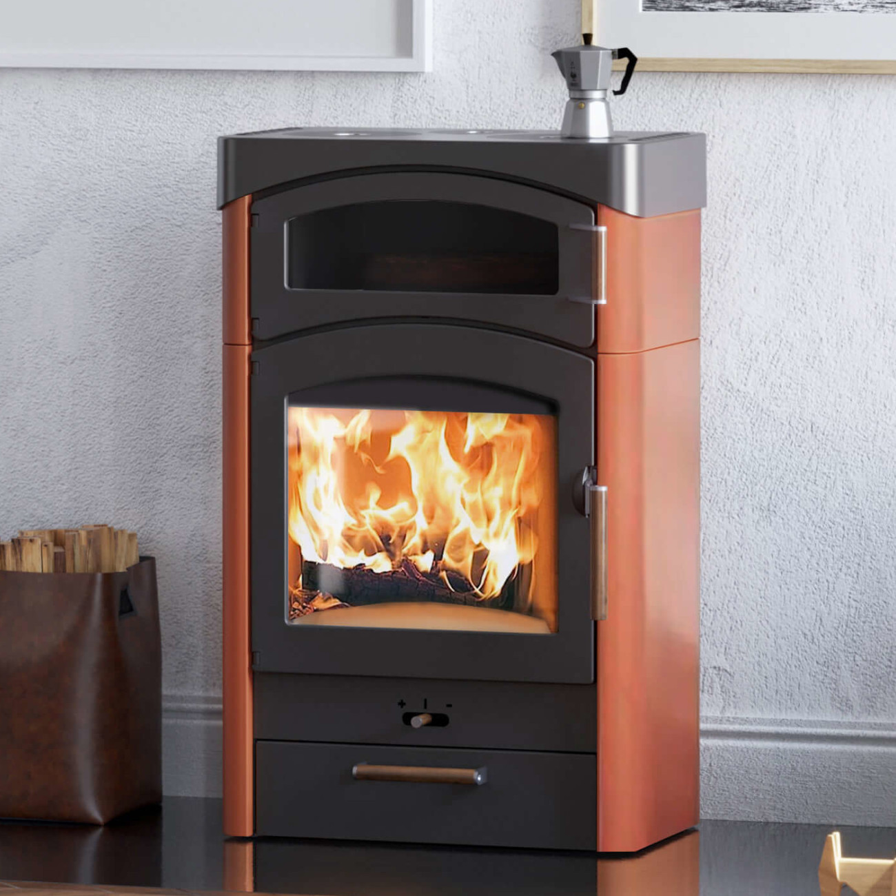 Pallas Back Keramik Kaminofen 9kW Gussgrau