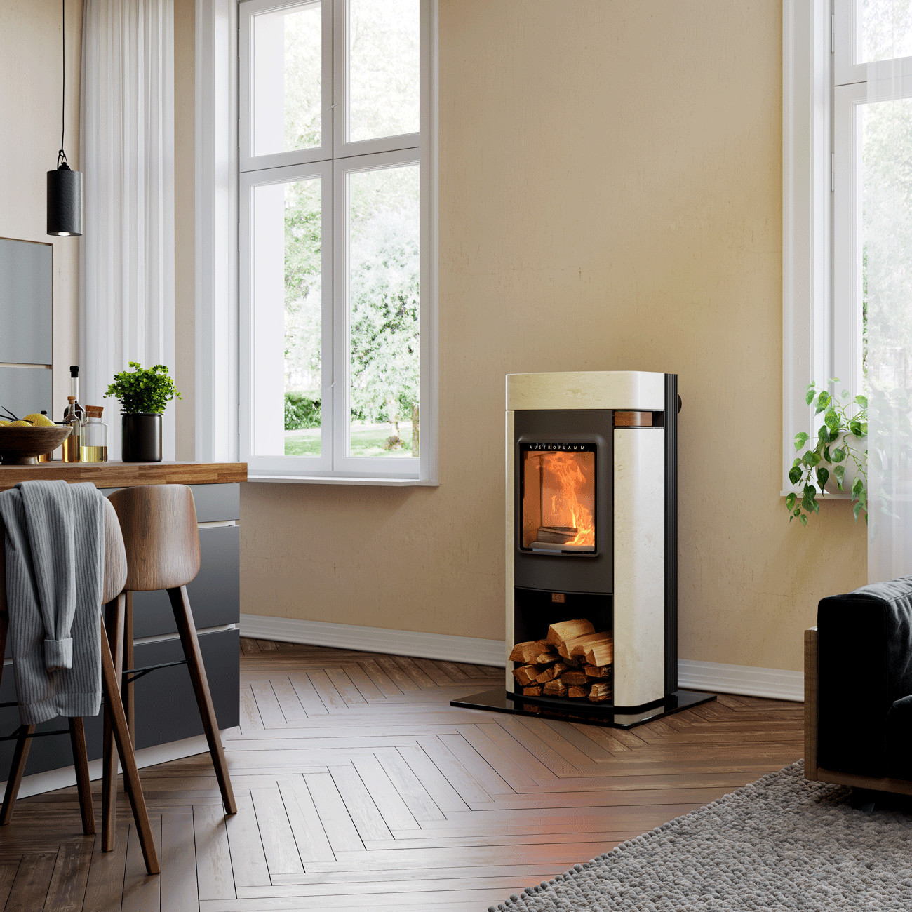 Elisabeth Velvet Ivory Naturstein Speicherofen 7kW RLU Elisabeth Velvet Ivory Naturstein Speicherofen 7kW RLU