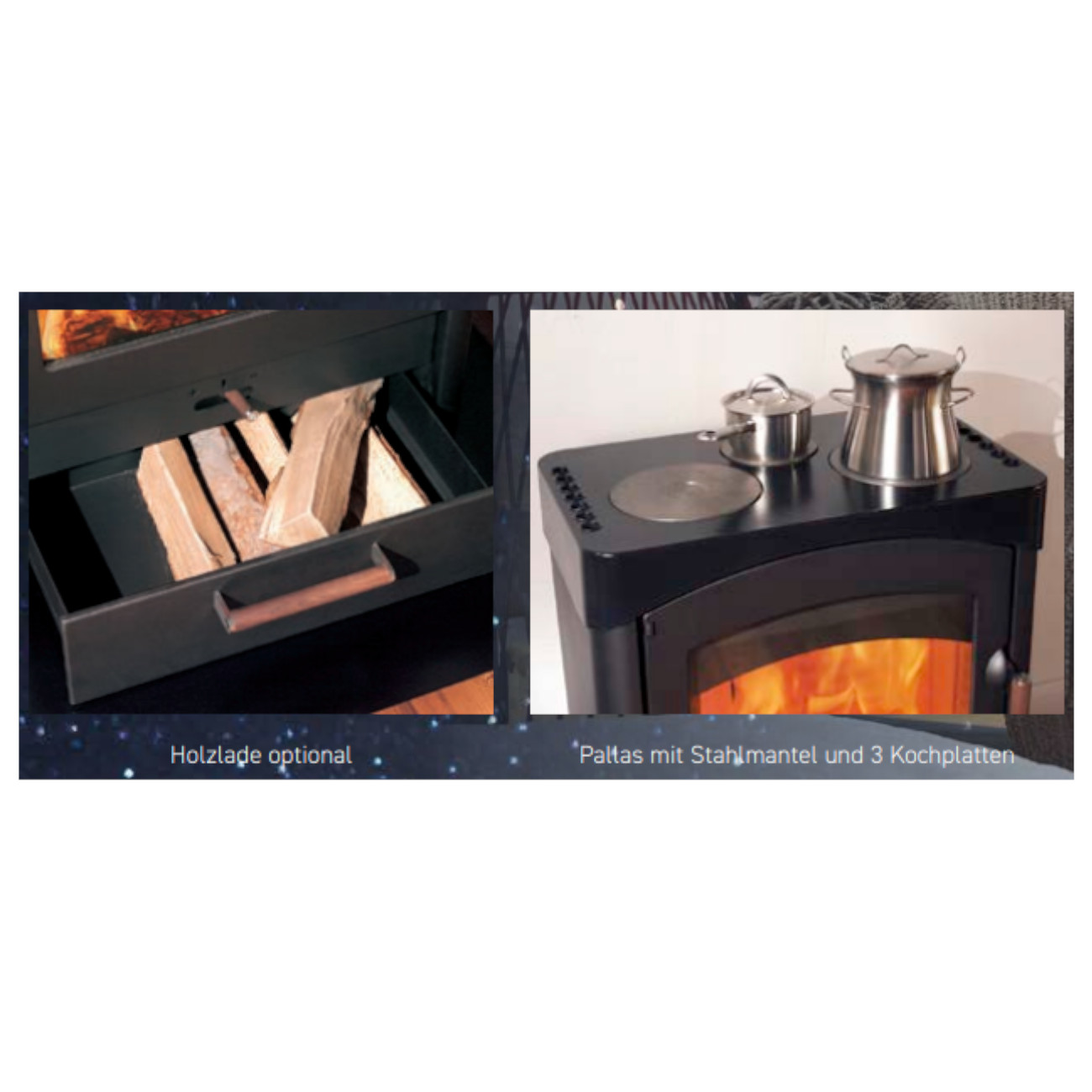 Pallas Koch-Kaminofen 8,5kW Gussgrau