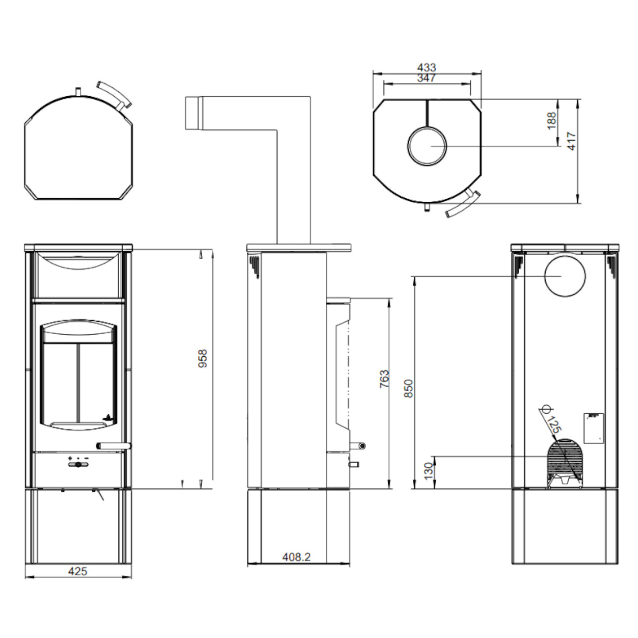 Flok 2.0 Hoch Stahl Kaminofen Schwarz 4kW RLU Flok 2.0 Hoch Stahl Kaminofen Schwarz 4kW RLU