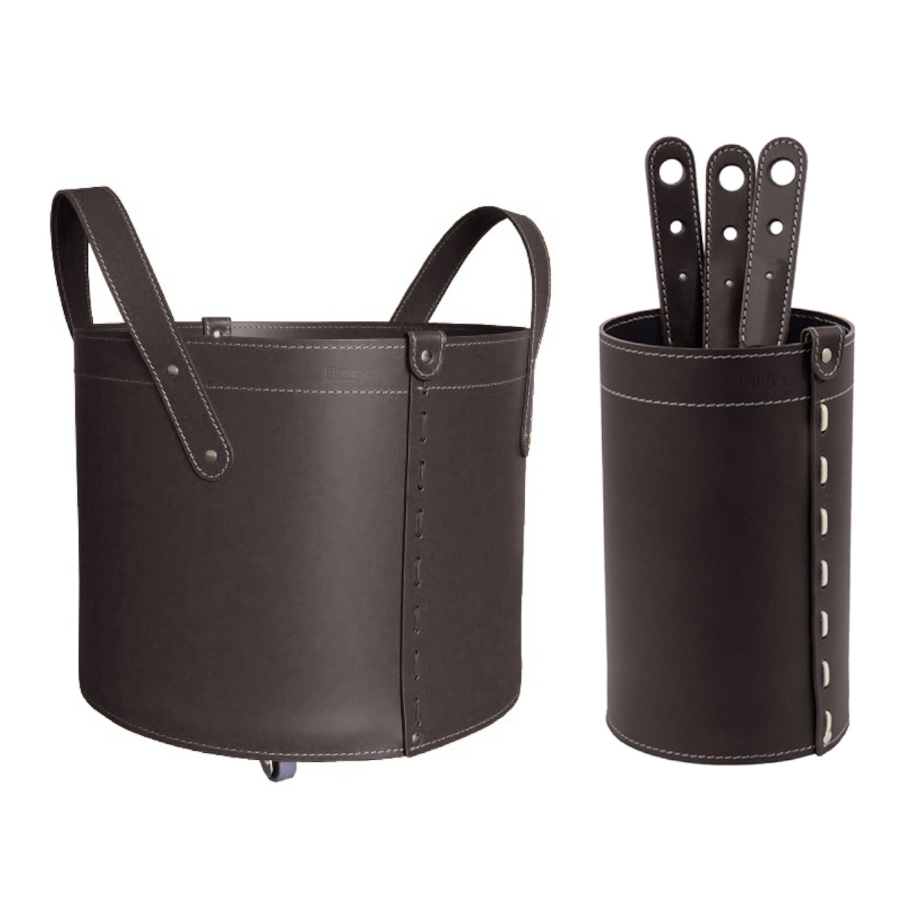 lycad-holzkorb-kaminbesteck-set-dunkel-braun-web1 Lycad Designer Kaminbesteckset und Holzkorb Dunkel Braun