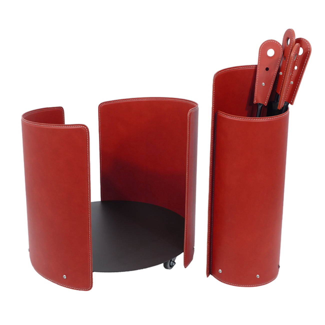 alycad-kaminbesteck-holzkorb-rot-web1 Alycad Designer Kaminbesteckset und Holzkorb Rot