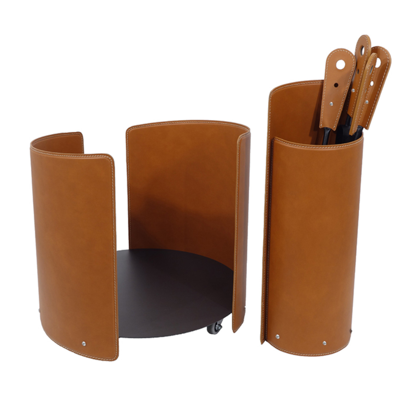 alycad-kaminbesteck-holzkorb-braun-web1 Alycad Designer Kaminbesteckset und Holzkorb Braun
