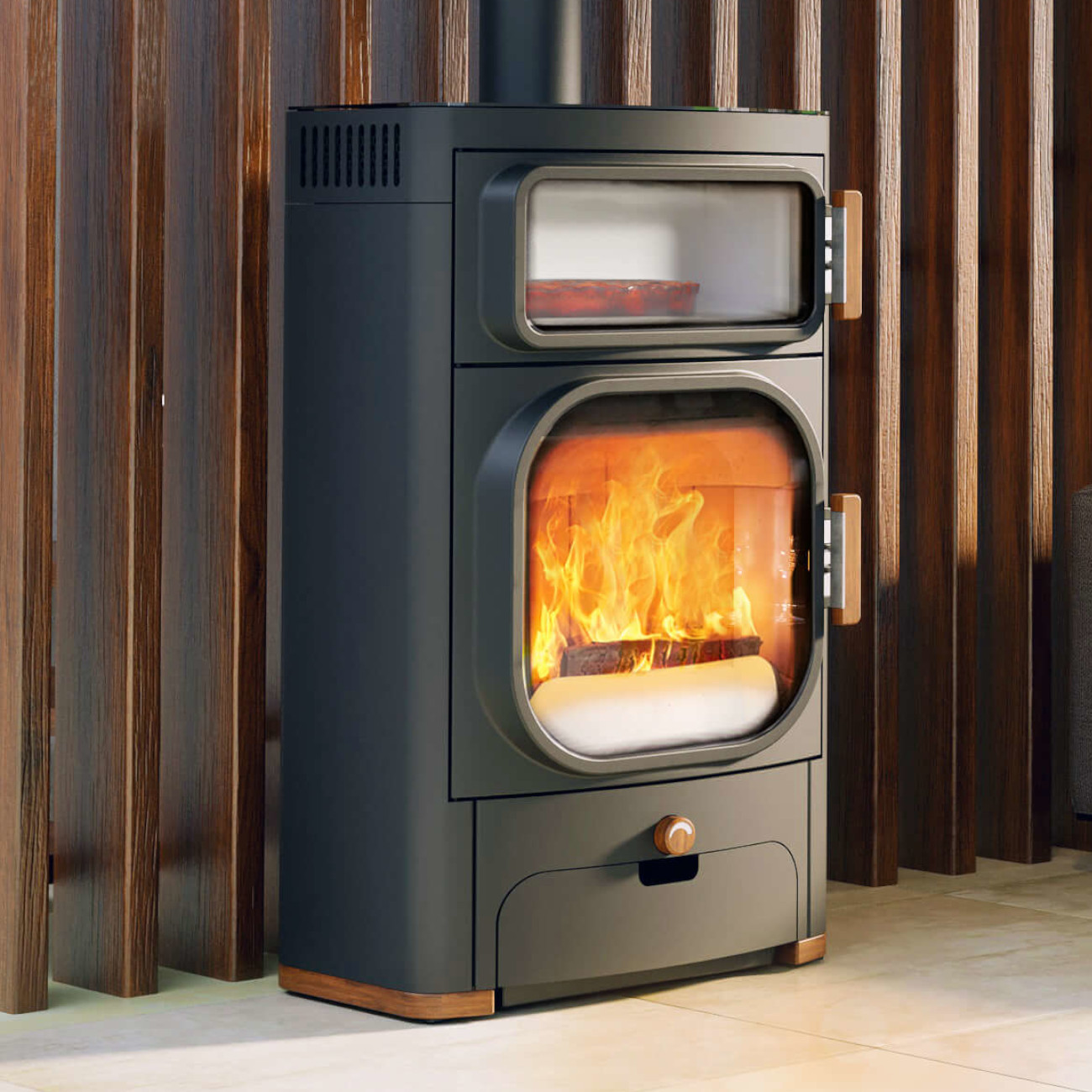 Heidi Back 2.0 Gussgrau Back-Kaminofen 7,5kW RLU