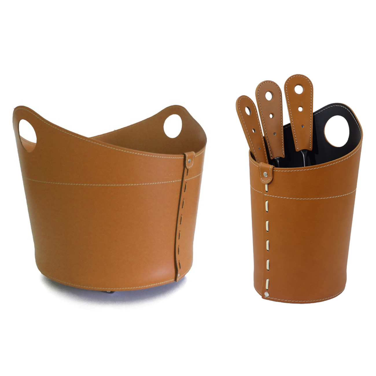 Incad-kaminbesteck-holzkorb-braun-web1 Incad Designer Kaminbesteckset und Holzkorb Braun