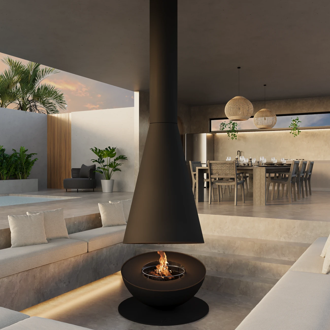 Thales Schwarz Designer Feuerstelle