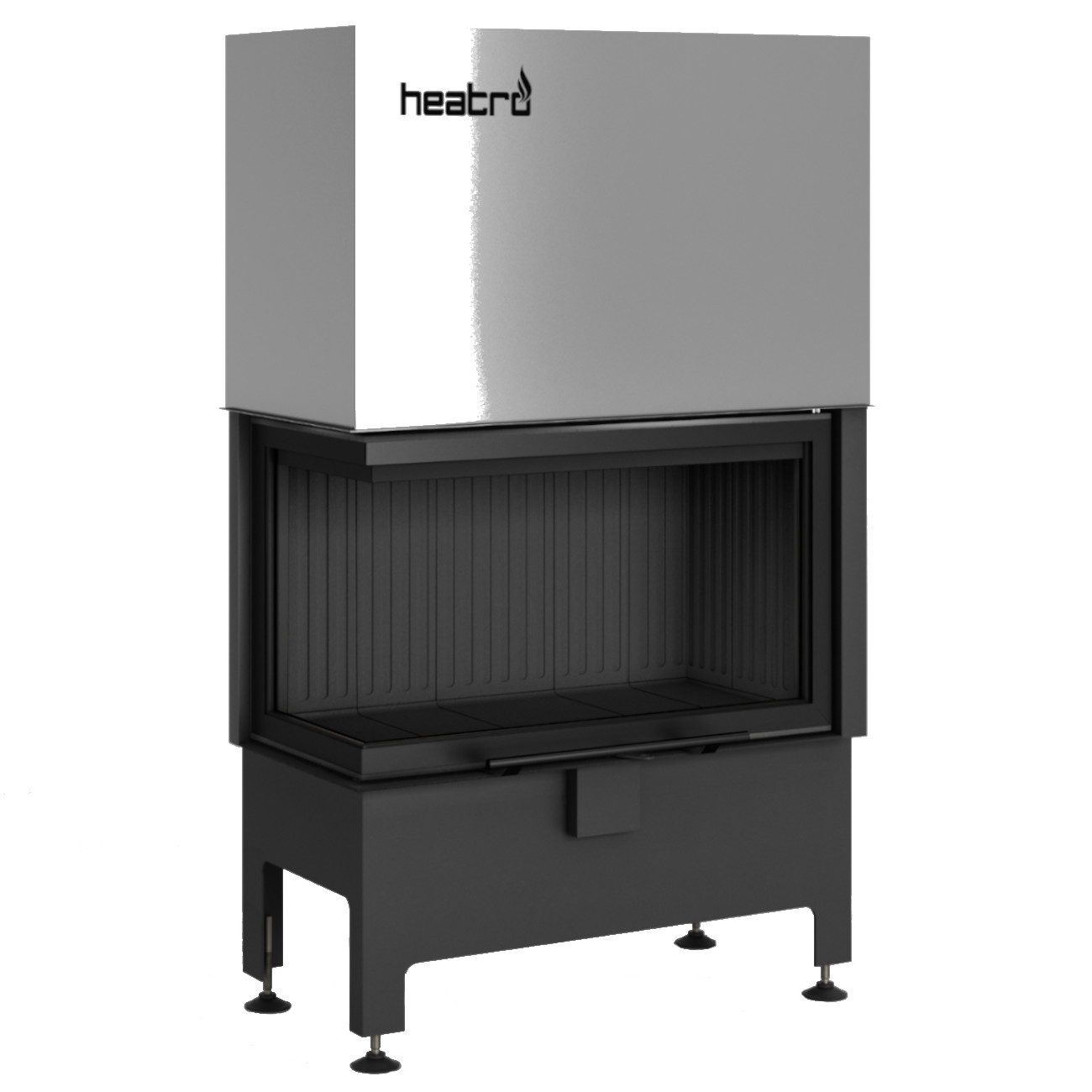 Heatro 69LH Black Eck-Kamineinsatz mit Hebetür 11kW linksverglast