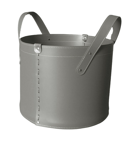 firestyle-tonda-taupe-2 Designer Holzkorb Tonda Mini Taupe aus regeneriertem Leder mit Rollen