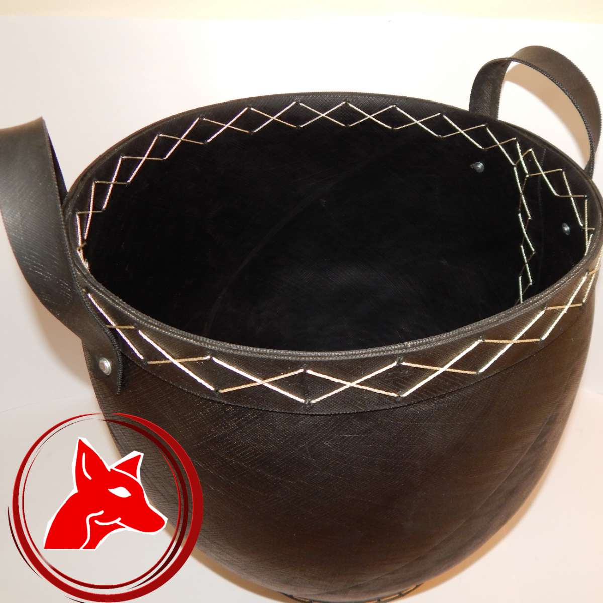 Holzeimer / Holzkorb Reifen Design mit X-Nähte und 2 Griffe | Holzkörbe