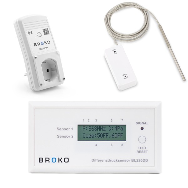Broko Funk Differenzdrucksensor mit Abschaltung Aufputz DIBt