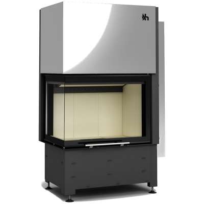 Volcano 2LTH Warmluft-Eckkamin 11kW Links Verglast Hebetür