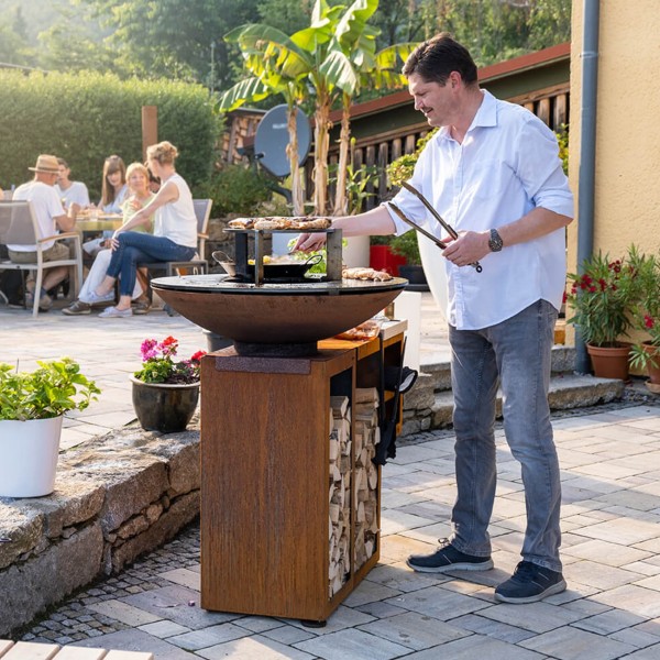 Gartenkamin Plancha Grill Premium Pio Cortenstahl