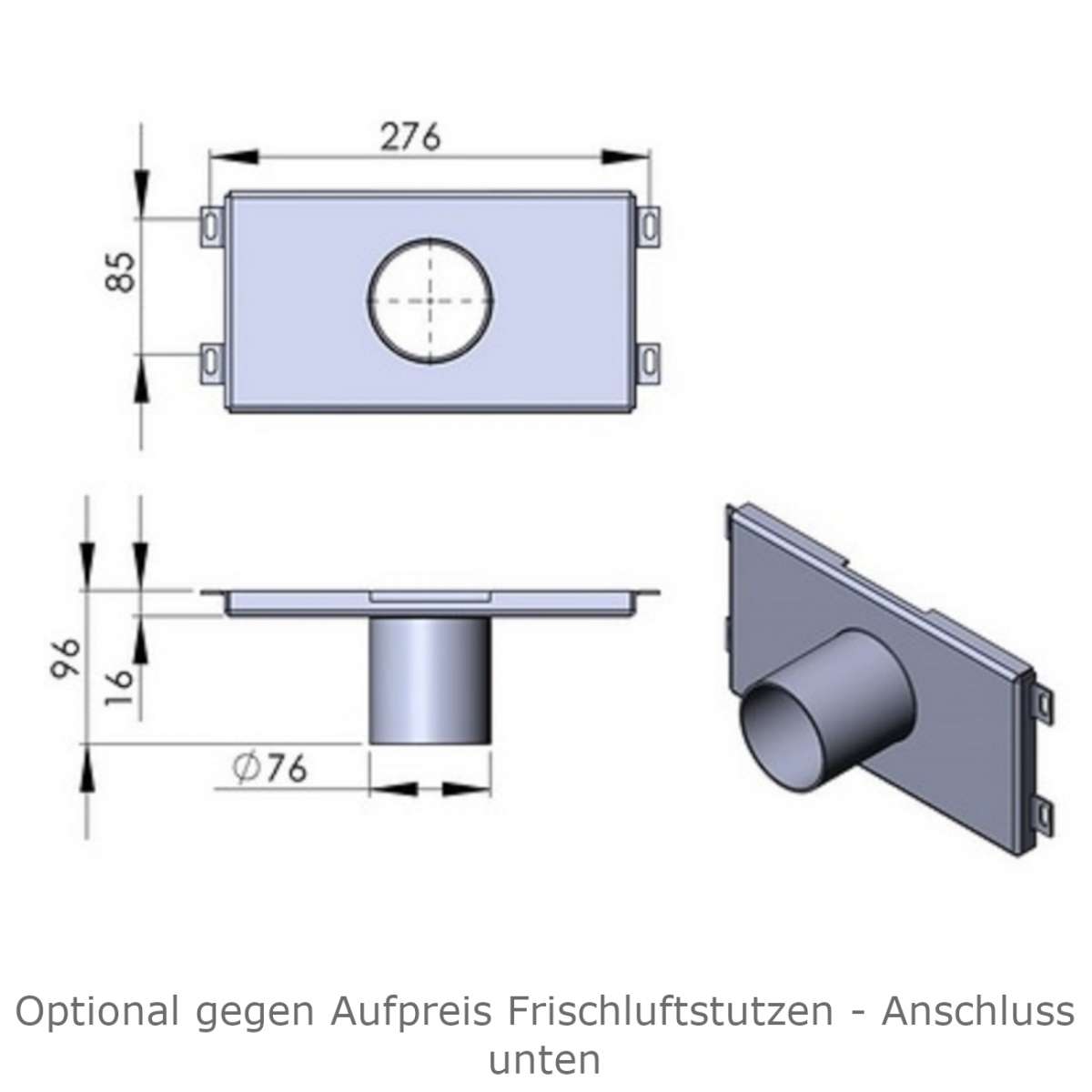 Anschluss externe Luftzufuhr Kaminzubehör derofenfuchs Kamin und Energiestudio