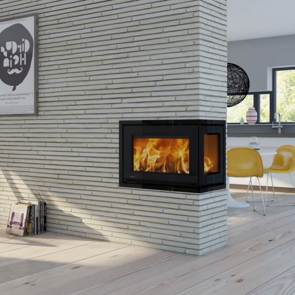Unico 11 Eck-Kaminkassette zum Einbau 6kW Rechtsverglasung
